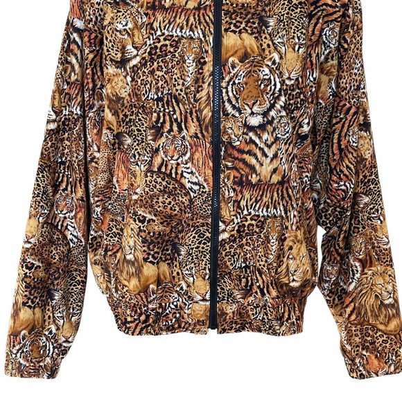 Vintage The Shell Game Animal Print Bomber Jacket Womens Size M Oversized Unisex - Picture 5 of 10